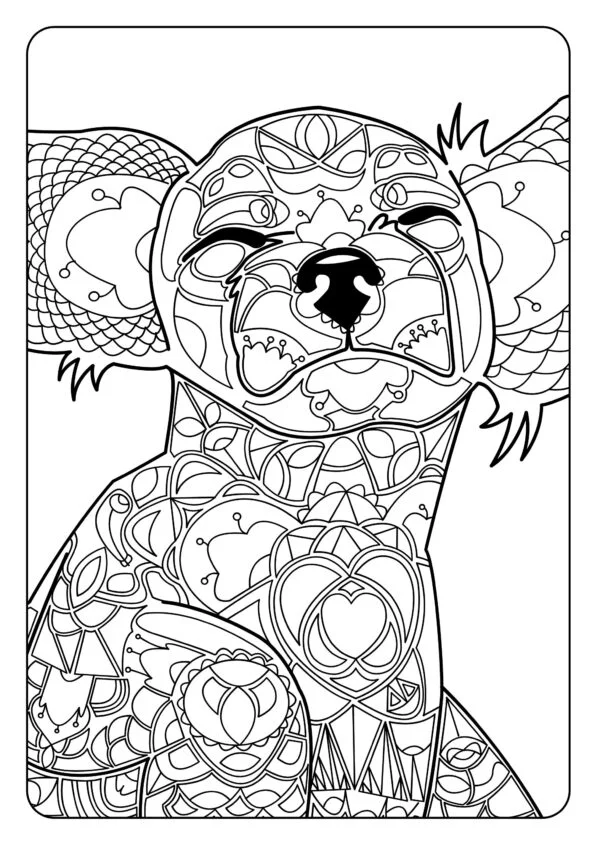 Mandala-Bild eines Koalas zum Ausmalen