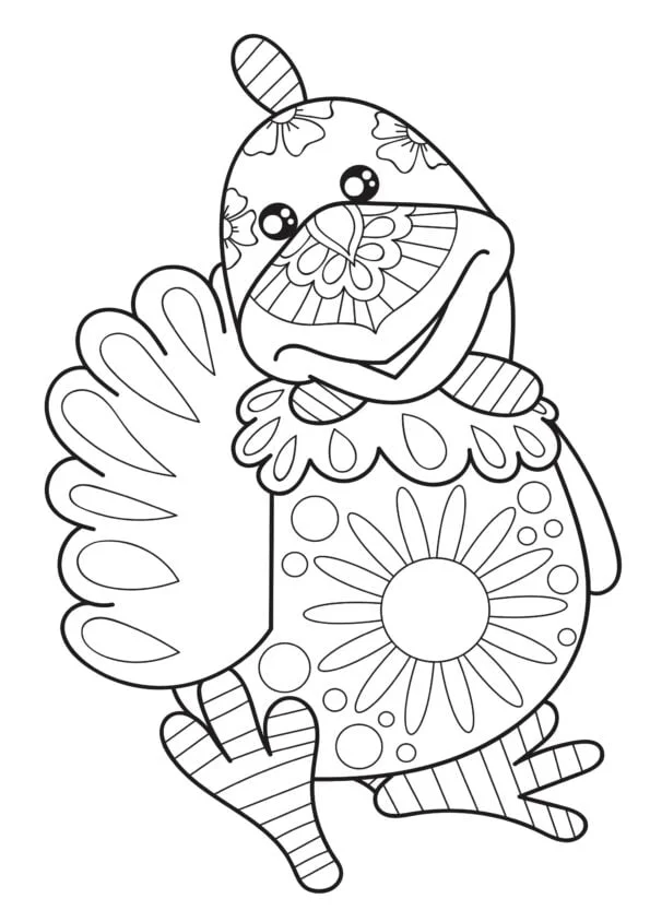 Ausmalbild von einem Blumenhuhn