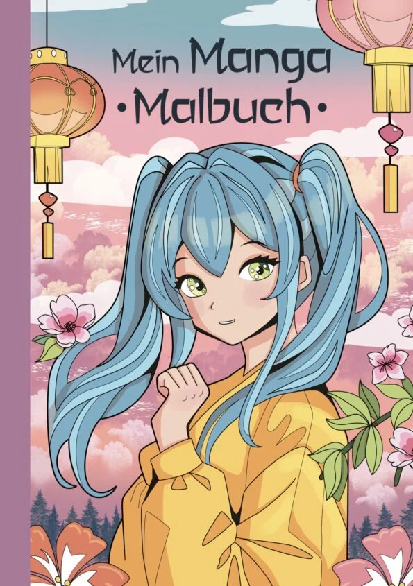 Mein Manga-Malbuch Cover: Mädchen mit blauen Haaren