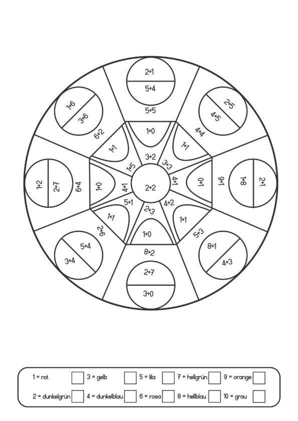 Mathe-Malbuch-Bild mit Zahlen in Kreisen