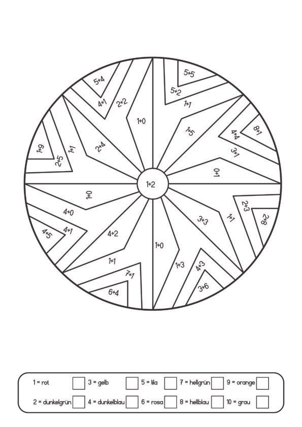 Mathe-Malvorlage für Kinder zum Ausmalen nach Zahlen