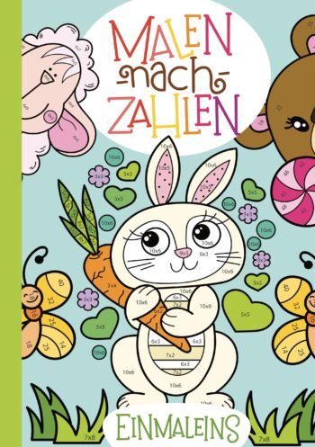 Malbuch Einmaleins für Kinder mit Tieren und Zahlen