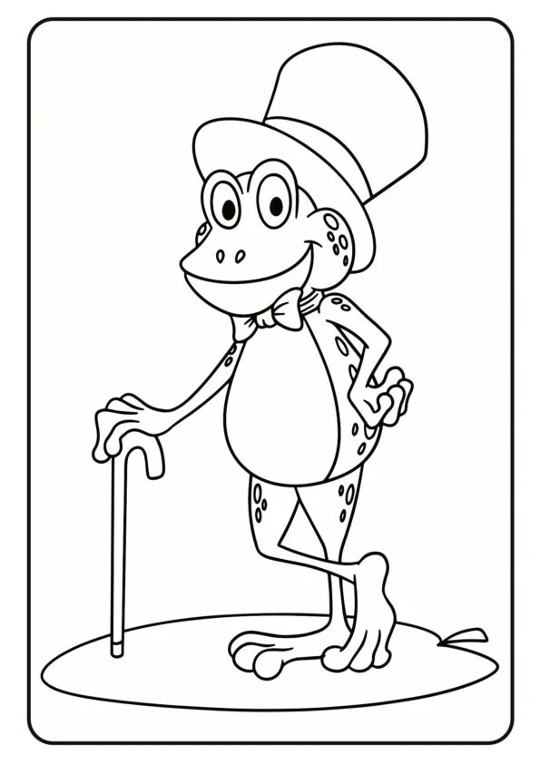 Frosch im Anzug mit Zylinder und Spazierstock