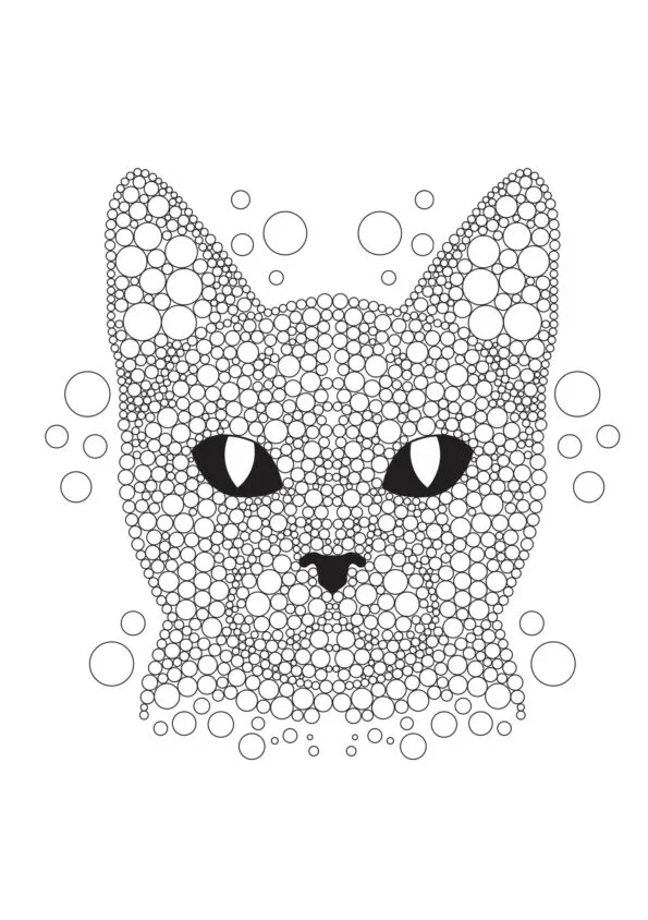 Katzengesicht aus Kreisen gezeichnet