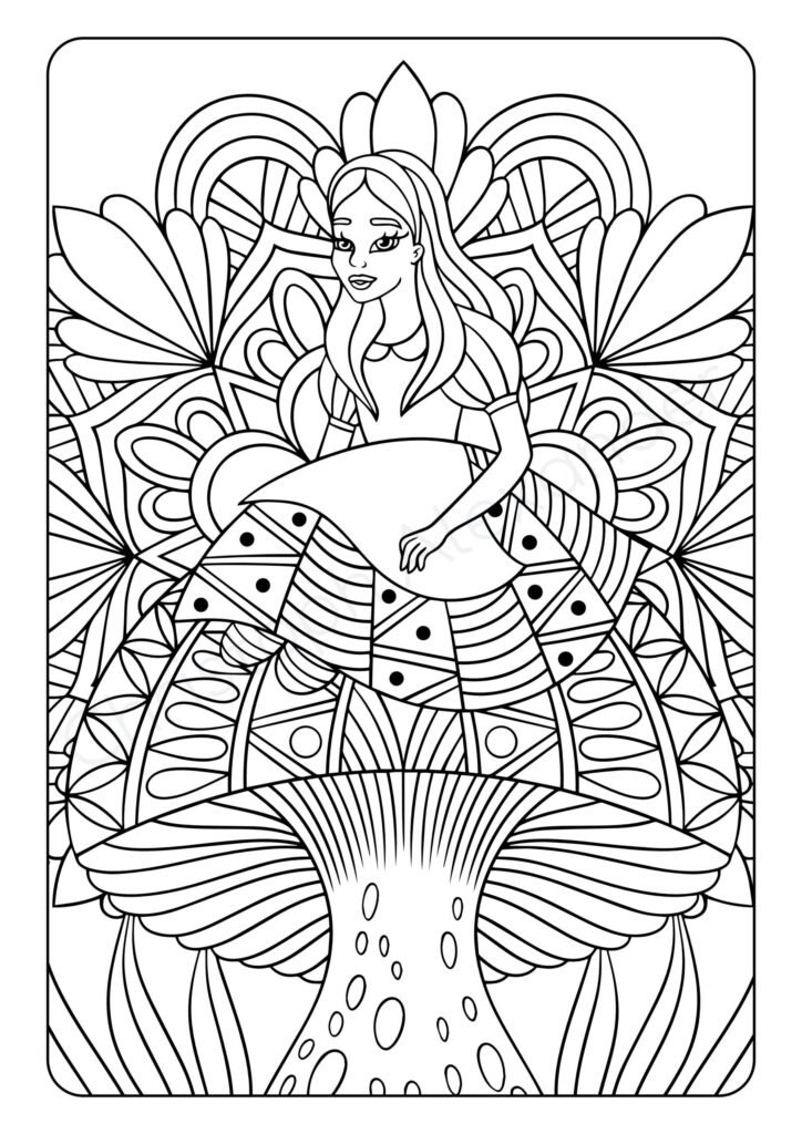 Alice: Das wundersame Mandala Malbuch für Kinder ab 8+ Jahren mit 50 Illustrationen aus der Welt von Alice im Wunderland.