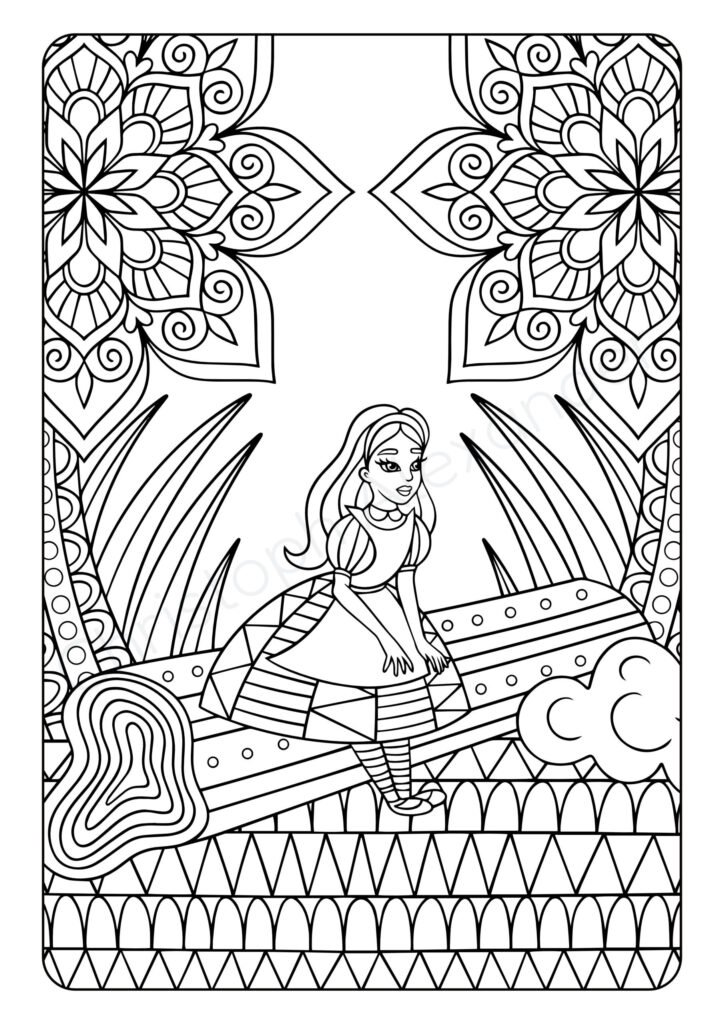 Alice: Das wundersame Mandala Malbuch für Kinder ab 8+ Jahren mit 50 Illustrationen aus der Welt von Alice im Wunderland.