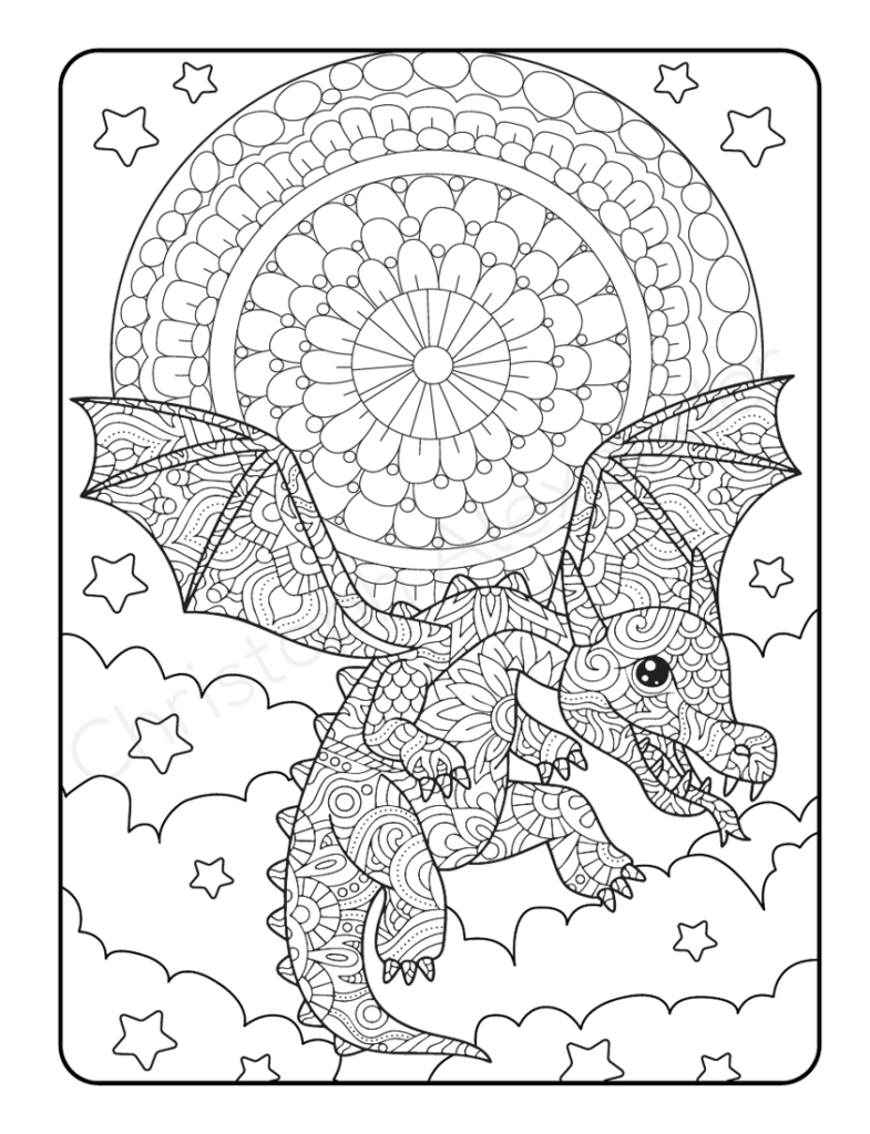 Mein Drachen Mandala Malbuch: 50 tolle Dachen-Mandalas für Kinder zum Ausmalen und Entspannen.