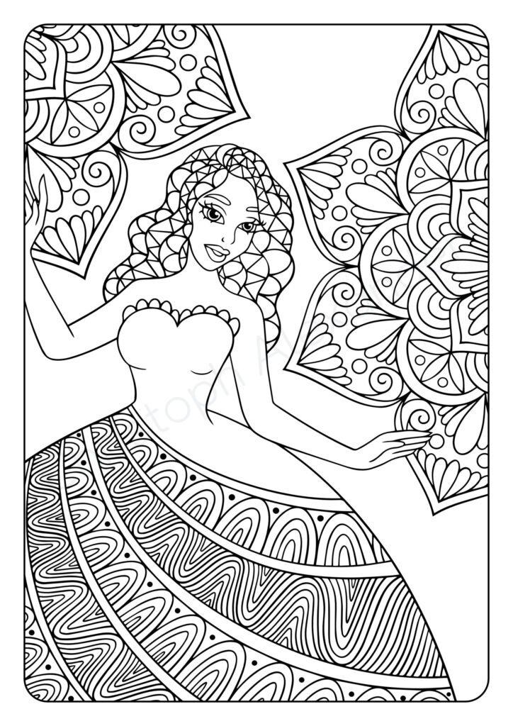 Mein Prinzessinnen Mandala Malbuch: Wunderschöne Prinzessinnen-Mandalas zum Ausmalen und Entspannen für Kinder ab 8 Jahren