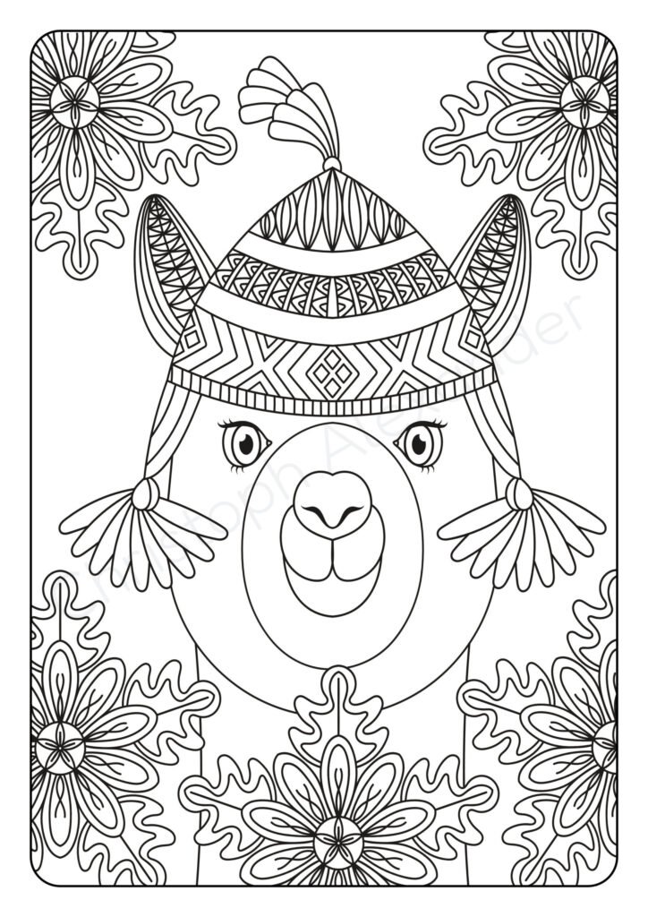 Mein lamapakatastisches Mandala Malbuch: 50 anspruchsvolle Lama und Alpaka Mandalas für Kinder zum Ausmalen und Entspannen.