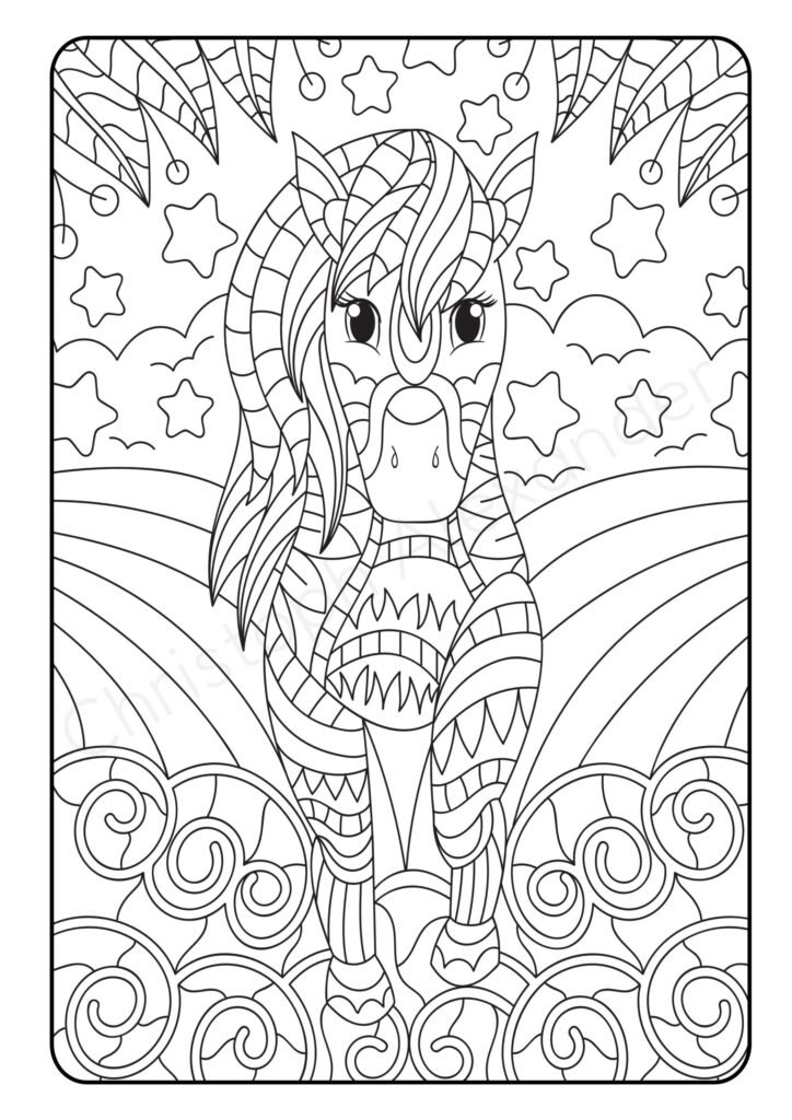 Mein Pony Mandala Malbuch: 50 tolle und anspruchsvolle Pony-Mandalas für Kinder zum Ausmalen und Entspannen.