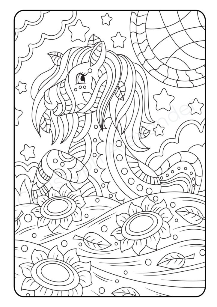 Mein Pony Mandala Malbuch: 50 tolle und anspruchsvolle Pony-Mandalas für Kinder zum Ausmalen und Entspannen.