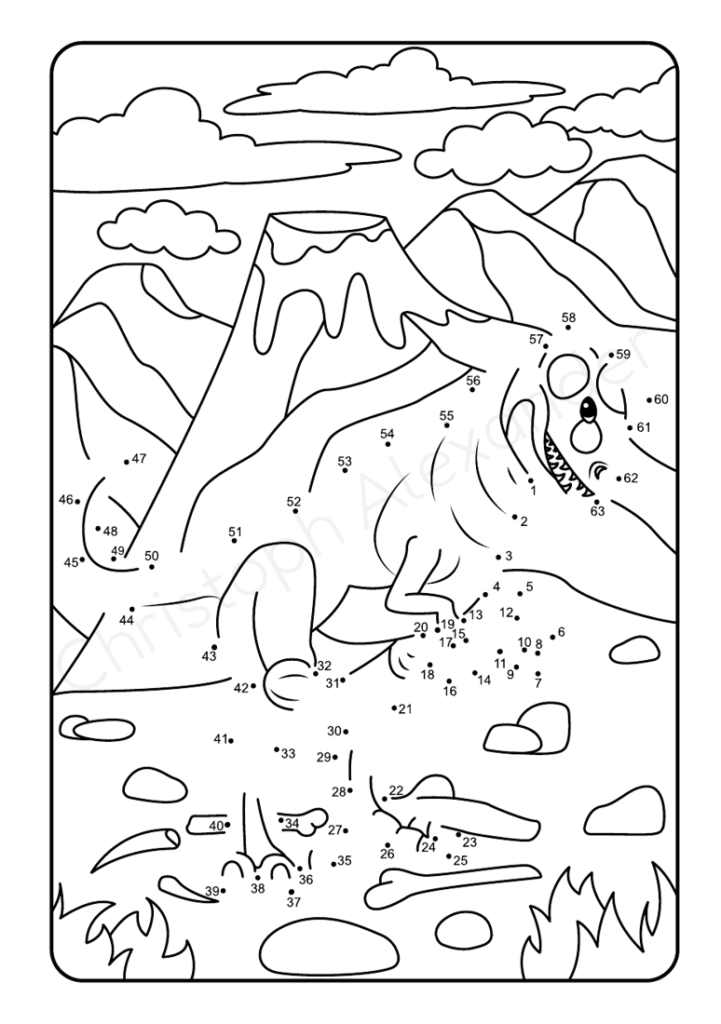 Von Punkt zu Punkt: 50 spannend gestaltete, Dino-Motive im Zahlenraum von 1-100 zum Verbinden und Ausmalen.