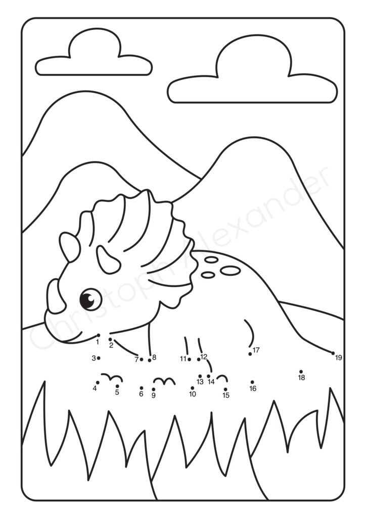 Von Punkt zu Punkt: Lerne die Zahlen von 1 bis 20 spielerisch mit liebevoll gestalteten Dino-Motiven kennen.
