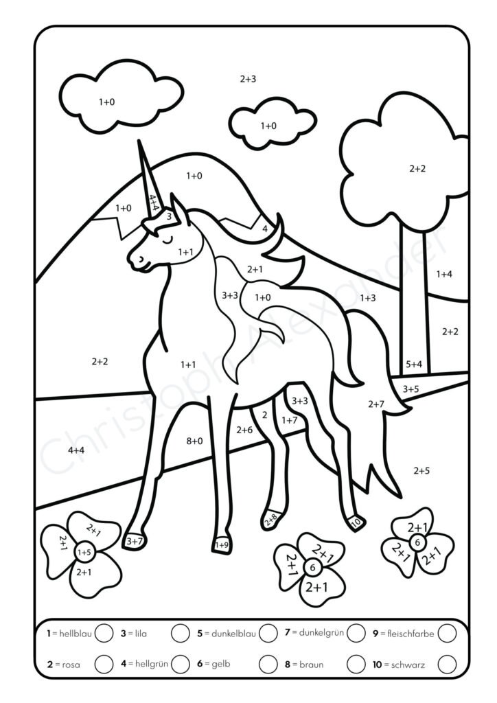 Malen nach Zahlen: Plus-Rechnen im Zahlenraum von 1 - 10 mit tollen Einhornmotiven trainieren. (Rechenfreude, Band 7)