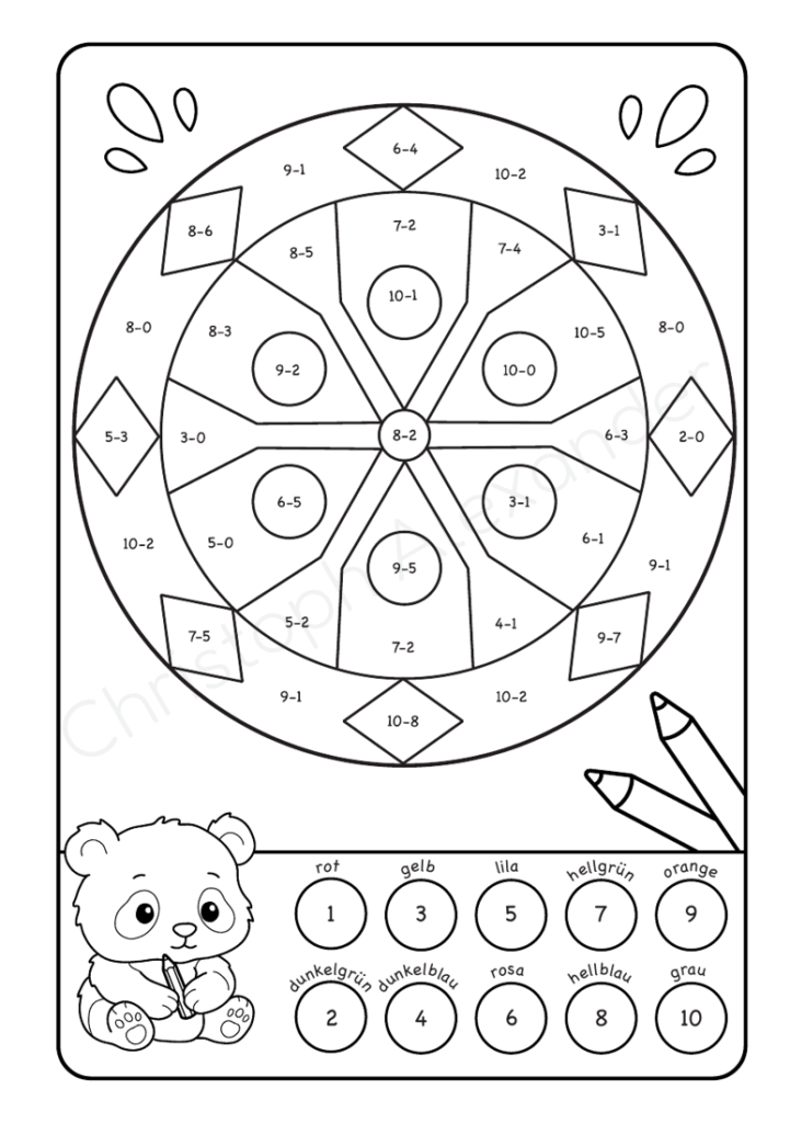 Mathe Mandalas: Minus-Rechnen im Zahlenraum von 1-10 mit tollen Rechenmandalas trainieren!