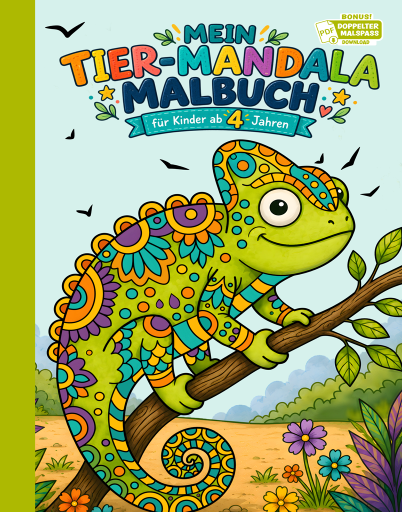 Mein Tier-Mandala Malbuch: 50 Tier-Mandalas für Kinder ab 4 Jahren zum Ausmalen — mit Löwe, Strauß & Katze, inklusive Gratis-PDF