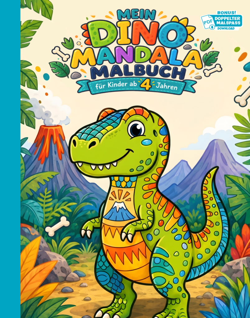 Mein Dino Mandala Malbuch: 50 Dino-Mandalas für Kinder ab 4 Jahren zum Ausmalen — fördern und fordern, inklusive Gratis-PDF