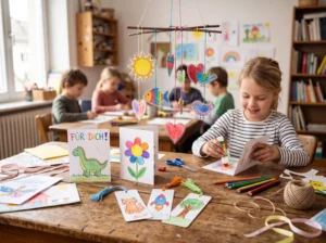 Illustration: Zu schade für die Schublade: Was Kinder aus fertig ausgemalten Bildern basteln können – von Grußkarten über Lesezeichen bis zum Mobile