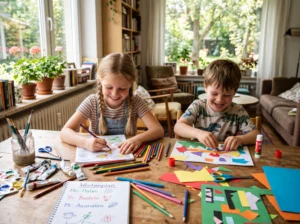 Illustration: „Mir ist langweilig!“ in den Ferien: Ein kreativer Wochenplan mit Mal-, Ausmal- und Bastelideen für die Schulferien zu Hause