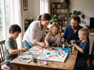 Illustration: Unser Familienbild der Woche: Gratis-Vorlage für ein gemeinsames Mal-Ritual von Kindern und Erwachsenen