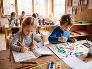 Illustration: Schaden Malbücher der Kreativität? Was die Pädagogik über Ausmalen und freies Malen sagt und wie beides sich sinnvoll ergänzt